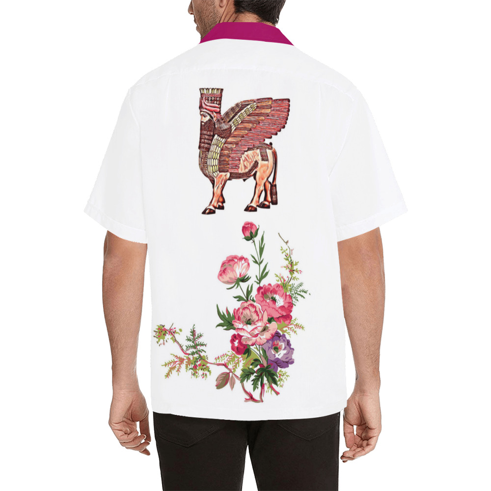 Lamassu Garden Hawaiian Shirt with Merged Design (Model T58)