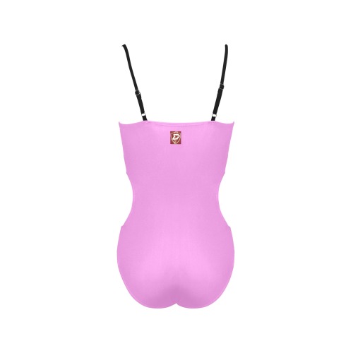 DIONIO - Women's Pink Cut Out Spaghetti Strap Swimsuit Spaghetti Strap Cut Out Sides Swimsuit (Model S28)
