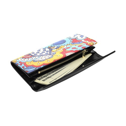Retro Mod Abstract 60s Style Floral Women's Flap Wallet (Model 1707)