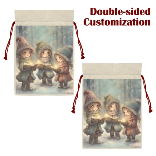 Christmas Carolers 3 Pack Santa Claus Drawstring Bags (Two Sides Printing)