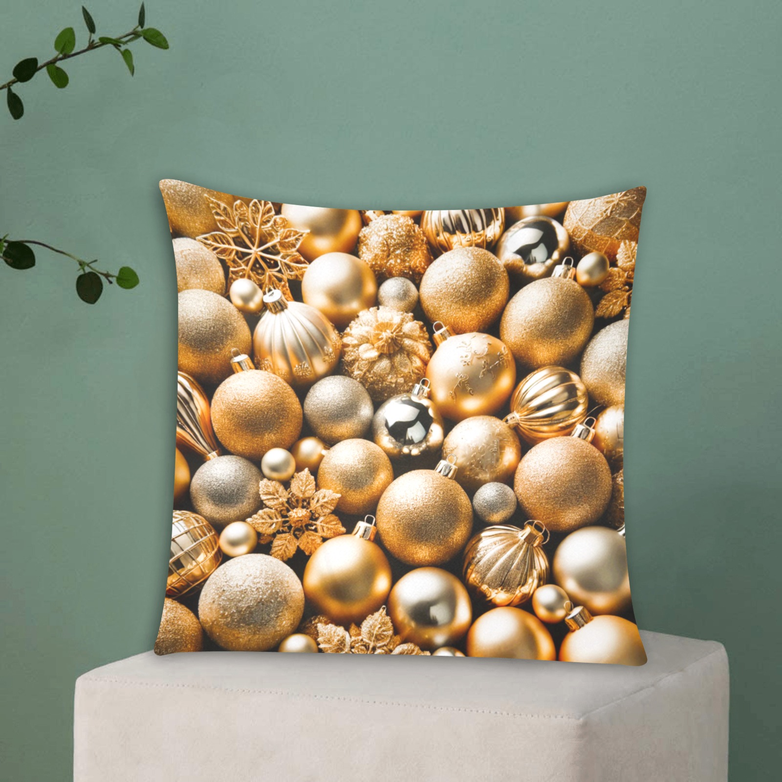 golden baubles Custom Zippered Pillow Cases 16"x16" (Two Sides)