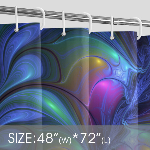 Colorful Luminous Abstract Blue Pink Green Fractal Shower Curtain 48"x72"