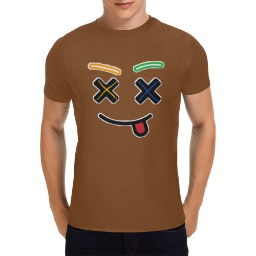 X Face DW Brwn Tee Men's T-Shirt in USA Size (Front Printing Only)