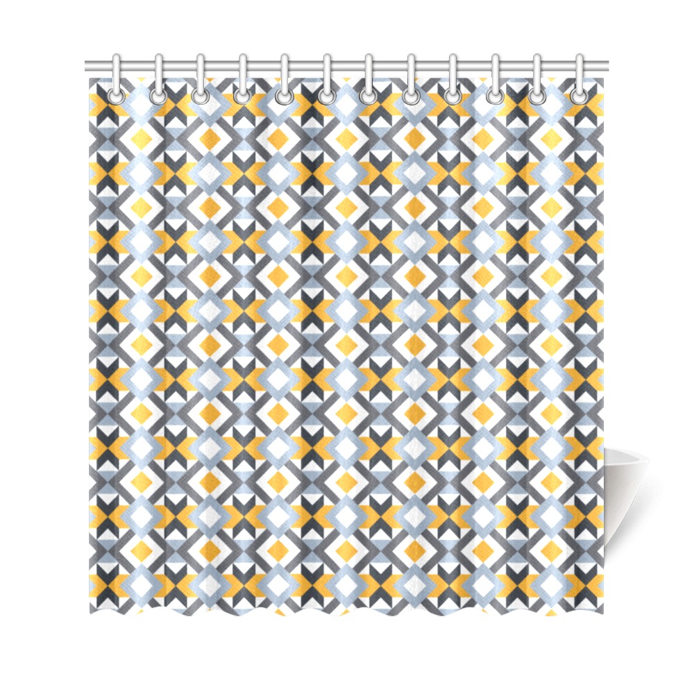 Retro Angles Abstract Geometric Pattern Shower Curtain 69"x72"