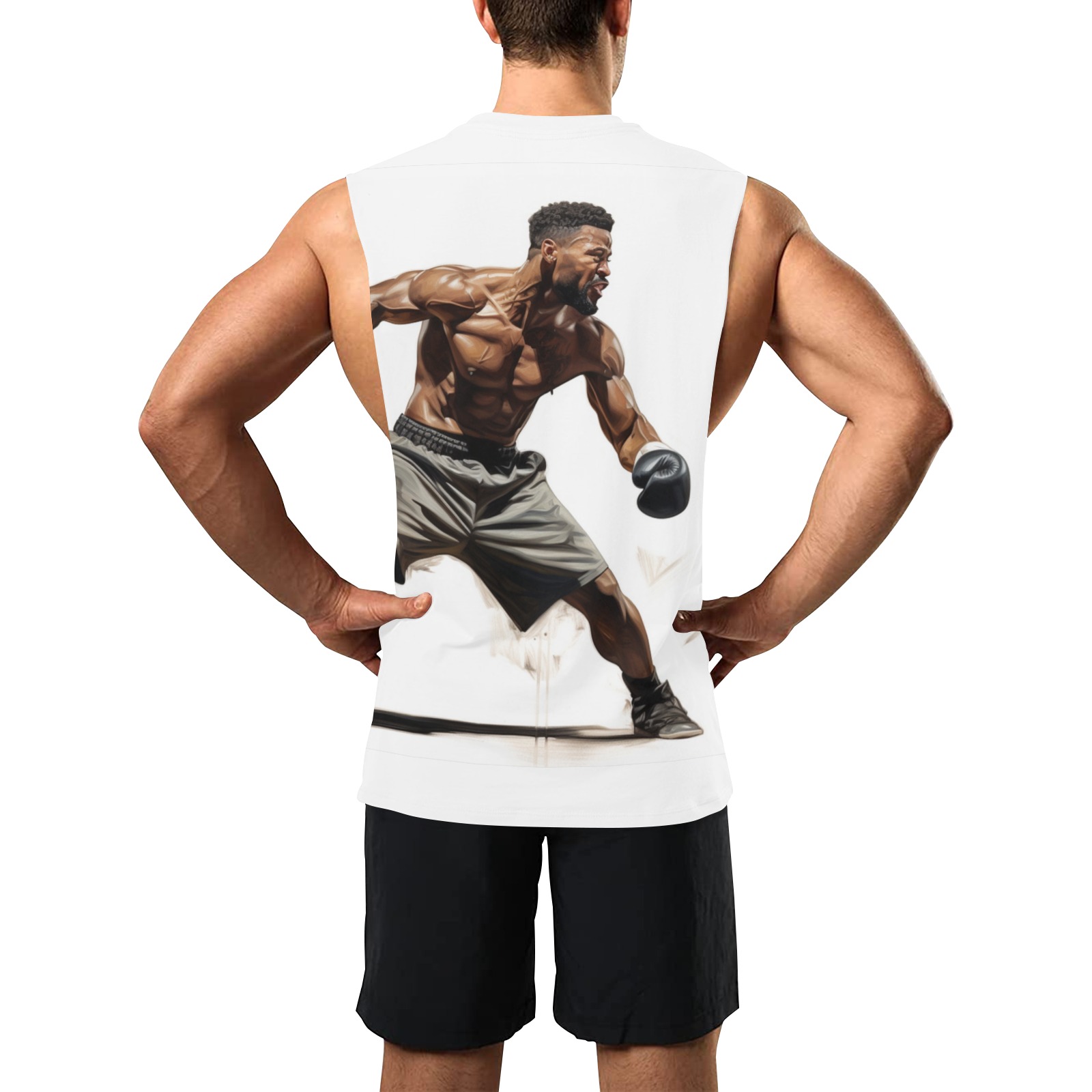 Black Boxer on Mens Sleeveless Workout Top Men's Open Sides Workout Tank Top (Model T72)