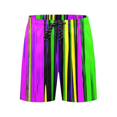 Mardi Gras Stripes Men's Mid-Length Beach Shorts (Model L51)