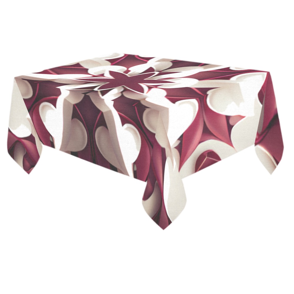 red and white floral pattern Cotton Linen Tablecloth 60"x 84"