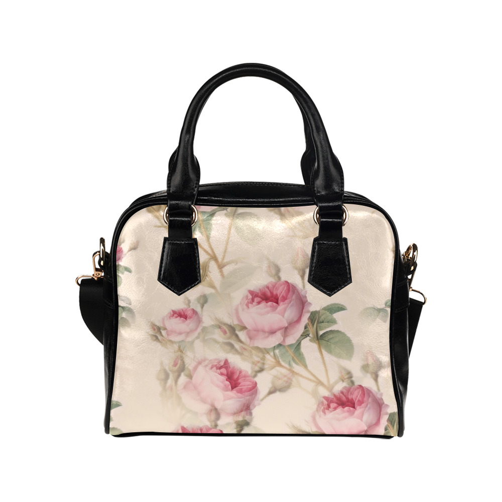 Vintage Pink Rose Garden Pattern Shoulder Handbag (Model 1634)