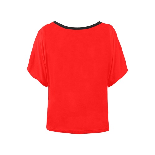 Merry Christmas Red Solid Color Women's Batwing-Sleeved Blouse T shirt (Model T44)