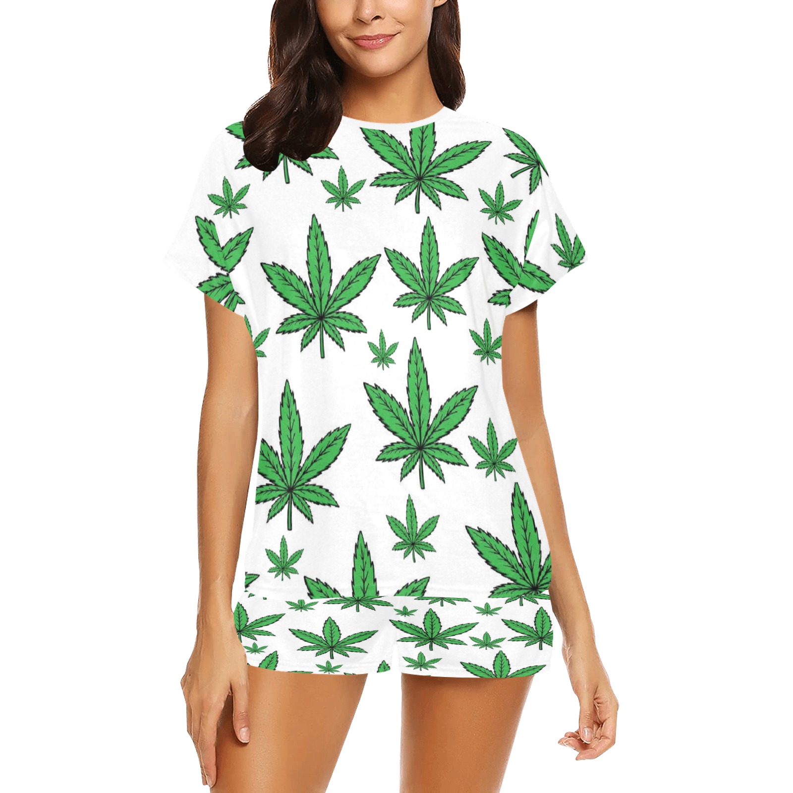 Marijuana leaves Women's Short Pajama Set