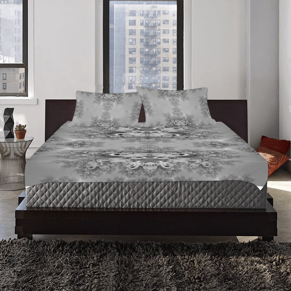 Cloudy Day in the Garden Frost Fractal 3-Piece Bedding Set