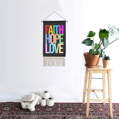 Faith, hope, love colorful text typography art. Linen Hanging Poster