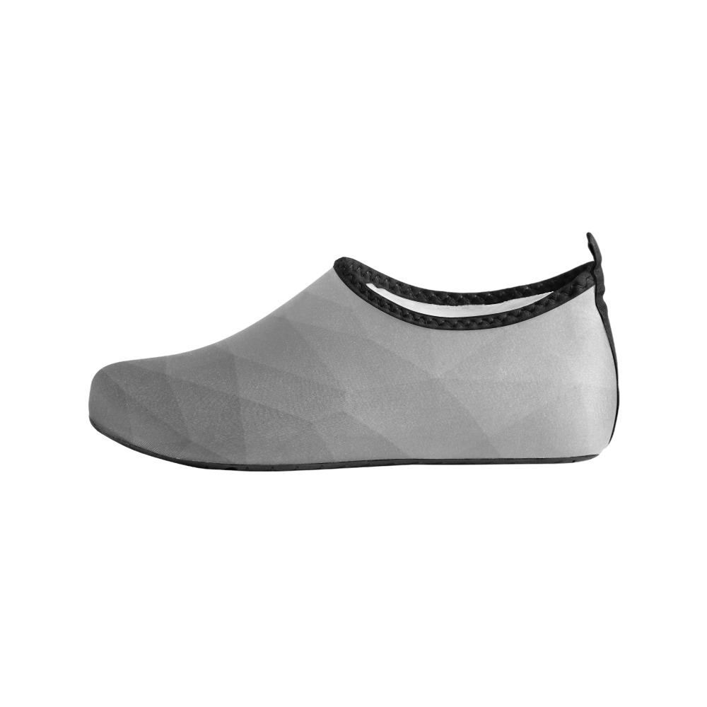 Grey Gradient Geometric Mesh Pattern Women's Slip-On Water Shoes (Model 056)