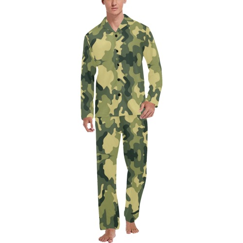 Army  by Nico Bielow Men's V-Neck Long Pajama Set