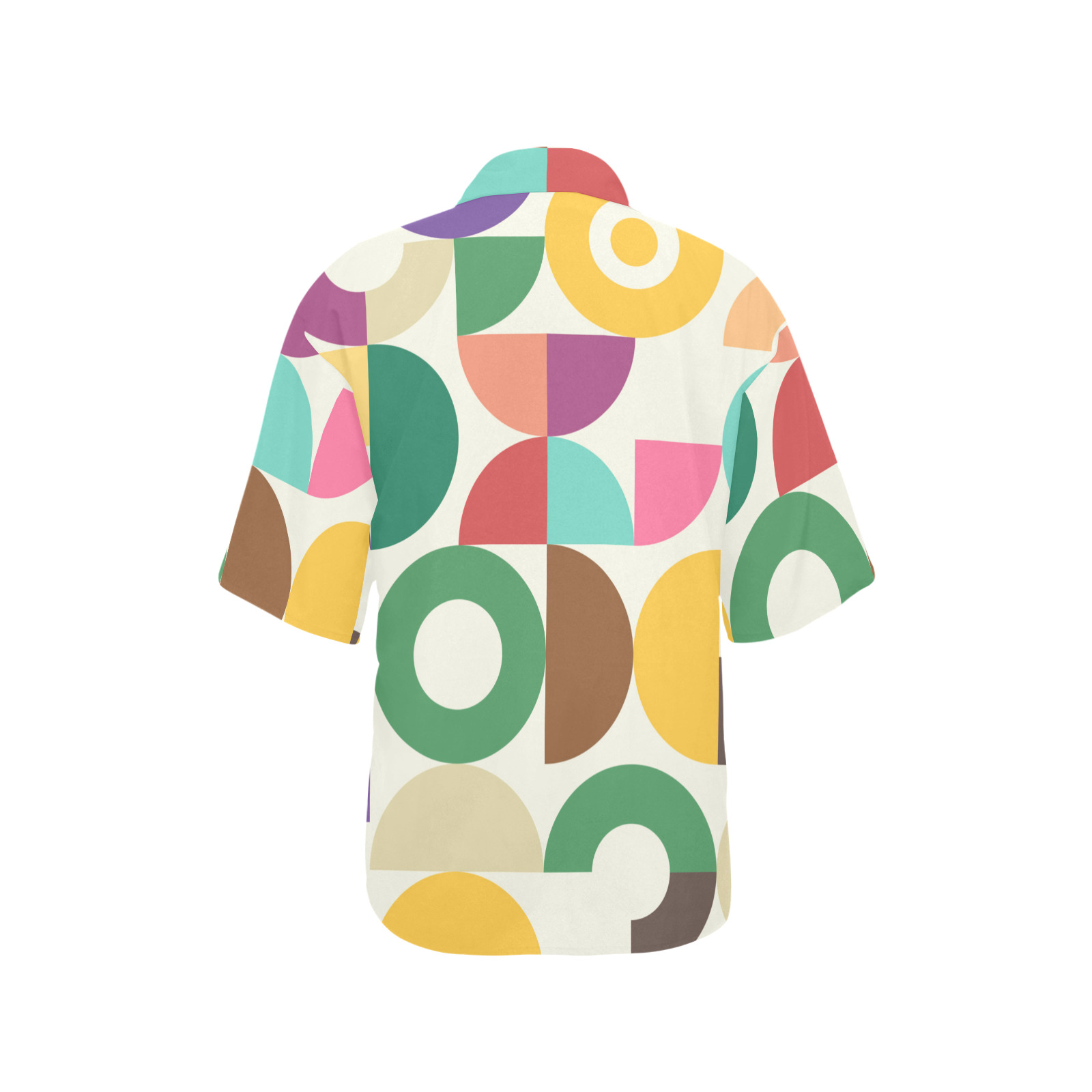 Retro Semi Circle Bauhaus Textile Pattern All Over Print Hawaiian Shirt for Women (Model T58)