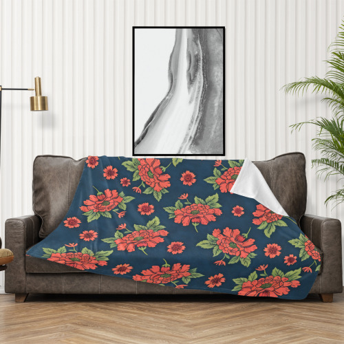Red Flowers Ultra-Soft Micro Fleece Blanket 60"x50"