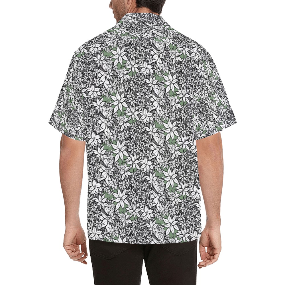 Petals in the Wind Green Pattern Hawaiian Shirt (Model T58)