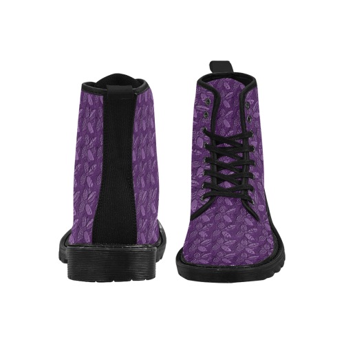 Floral pattern Martin Boots for Women (Black) (Model 1203H)