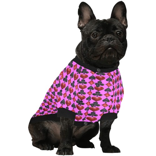 Las Vegas Poker Card Shapes - Pink Pet Dog Round Neck Shirt