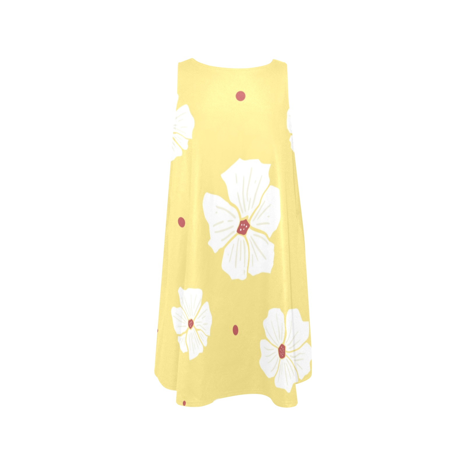 flowers Sleeveless A-Line Pocket Dress (Model D57)