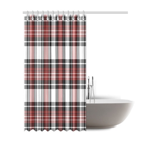 Red Black Plaid Shower Curtain 69"x84"