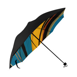 Black Turquoise And Orange Go! Abstract Art Anti-UV Foldable Umbrella (Underside Printing) (U07)