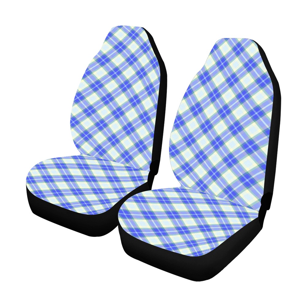 Blue Yellow Plaid Car Seat Covers (Set of 2&2 Separated Designs)