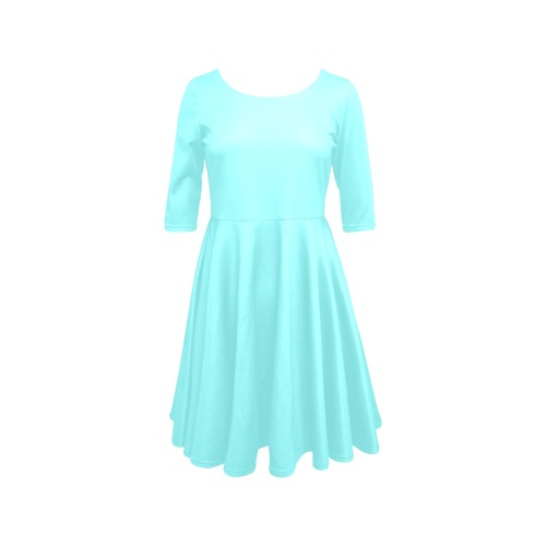 color ice blue Half Sleeve Skater Dress (Model D61)
