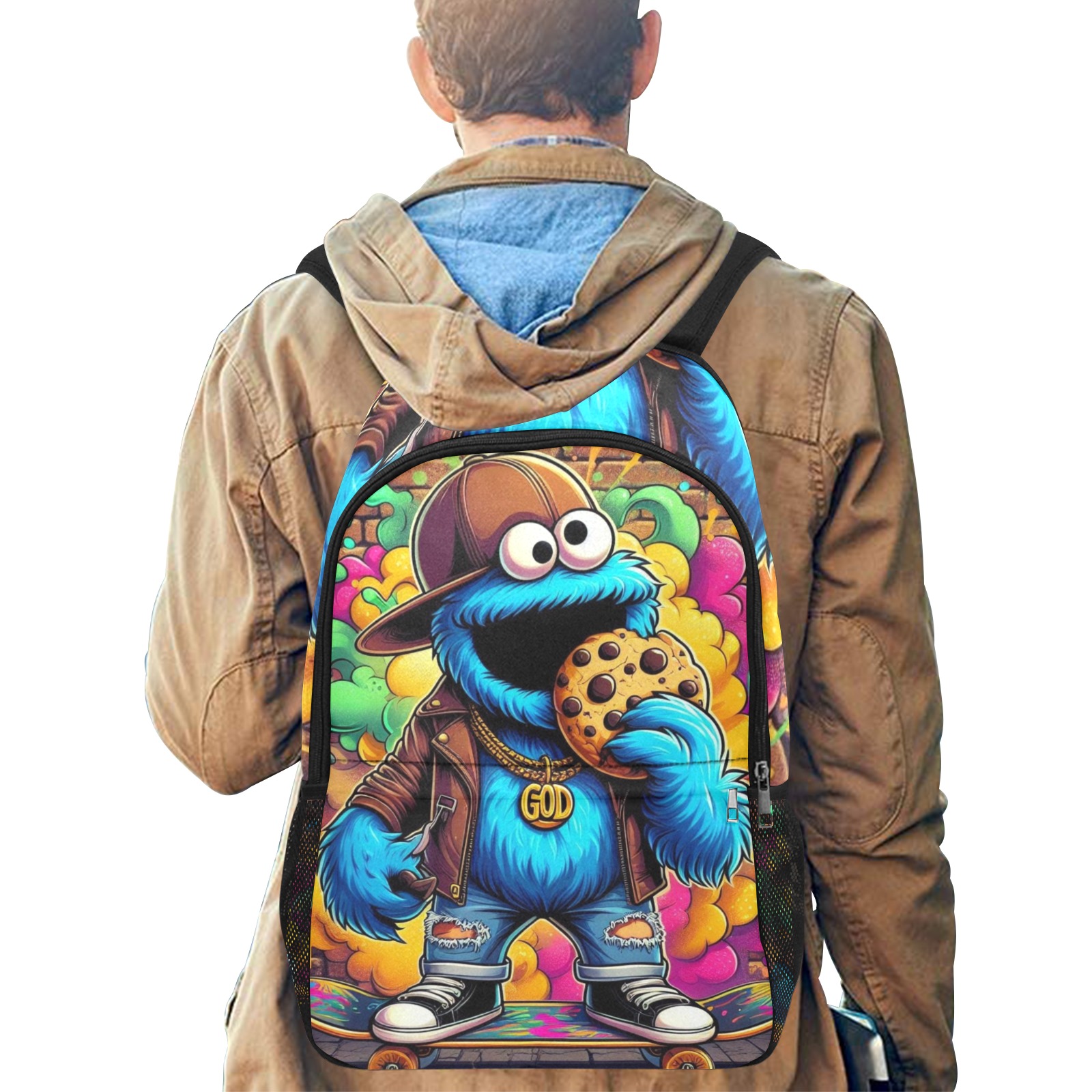 SS Cookie_eater Backpack Fabric Backpack with Side Mesh Pockets (Model 1659)