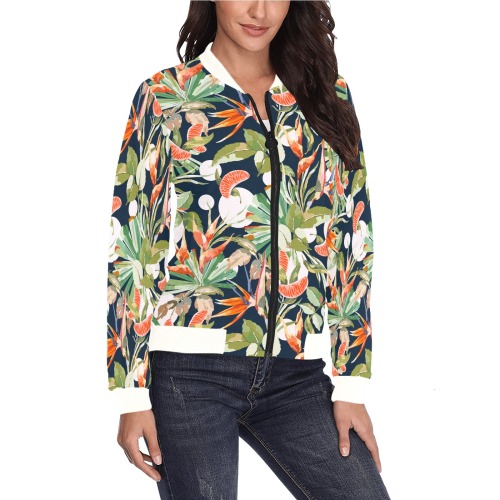 Dark modern paint tropical paradise All Over Print Bomber Jacket for Women (Model H36)