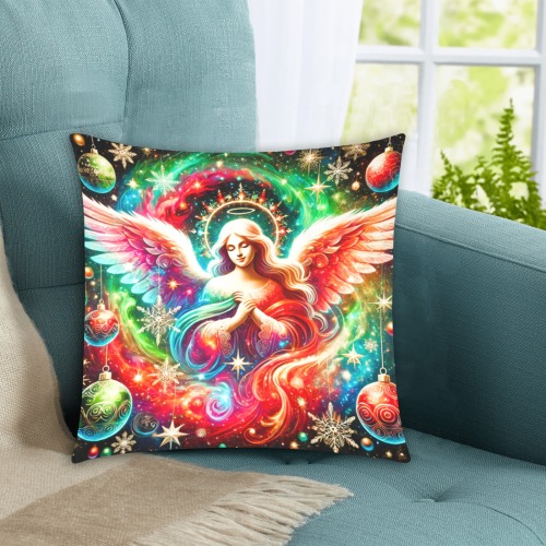 Christmas angel Custom Zippered Pillow Cases 16"x16" (Two Sides)