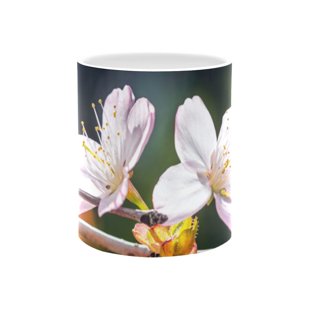 Slender sakura flowers. Sunlight and shadows. White Mug(11OZ)