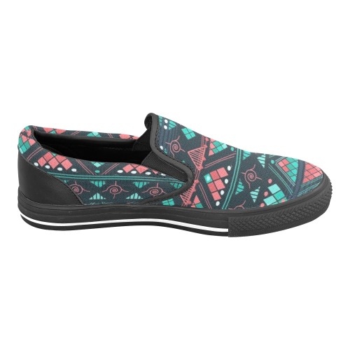 Akwete Inspired slip_on_canvas_women_s_shoes_model_019-175 Women's Slip-on Canvas Shoes (Model 019)
