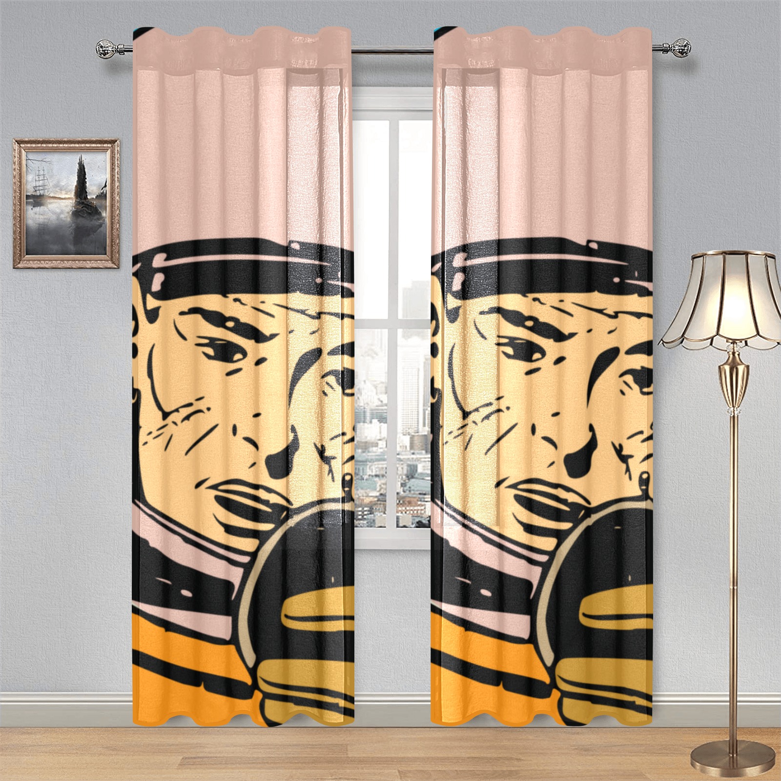 astronaut Gauze Curtain 28"x84" (Two-Piece)