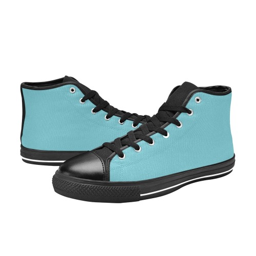 BLUE Women's Classic High Top Canvas Shoes (Model 017)