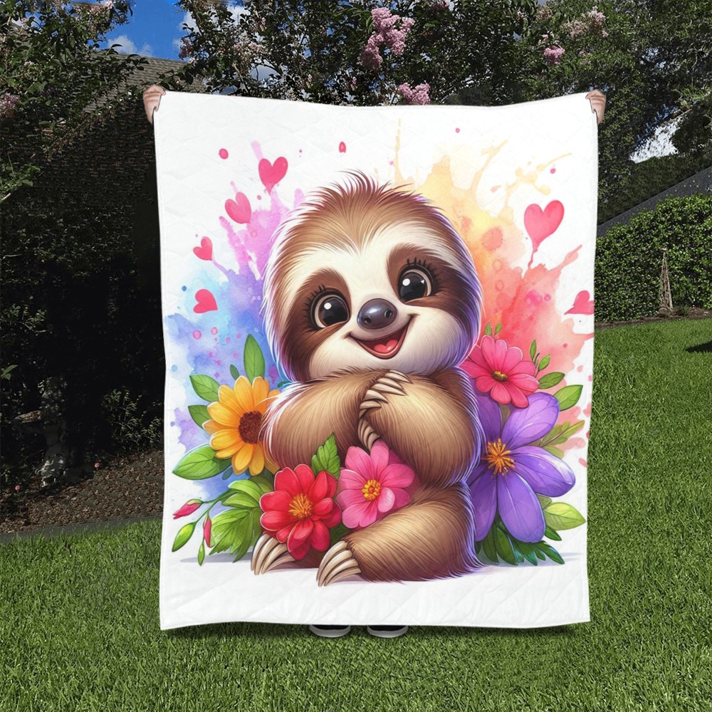 Watercolor Sloth 3 Quilt 50"x60"