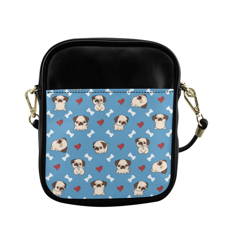 Pugs and Hearts sling shot bag Sling Bag (Model 1627)