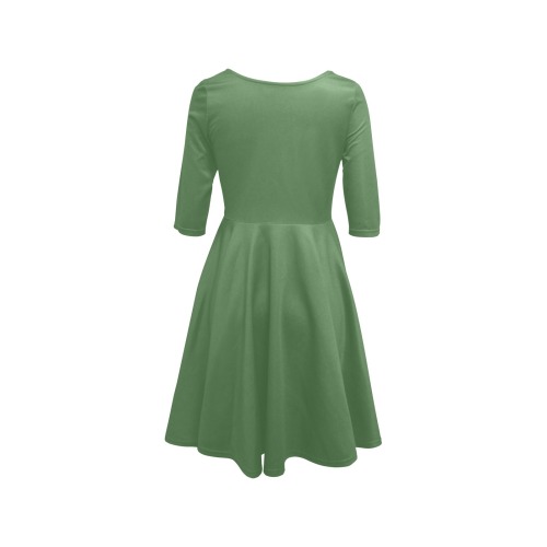 color artichoke green Half Sleeve Skater Dress (Model D61)