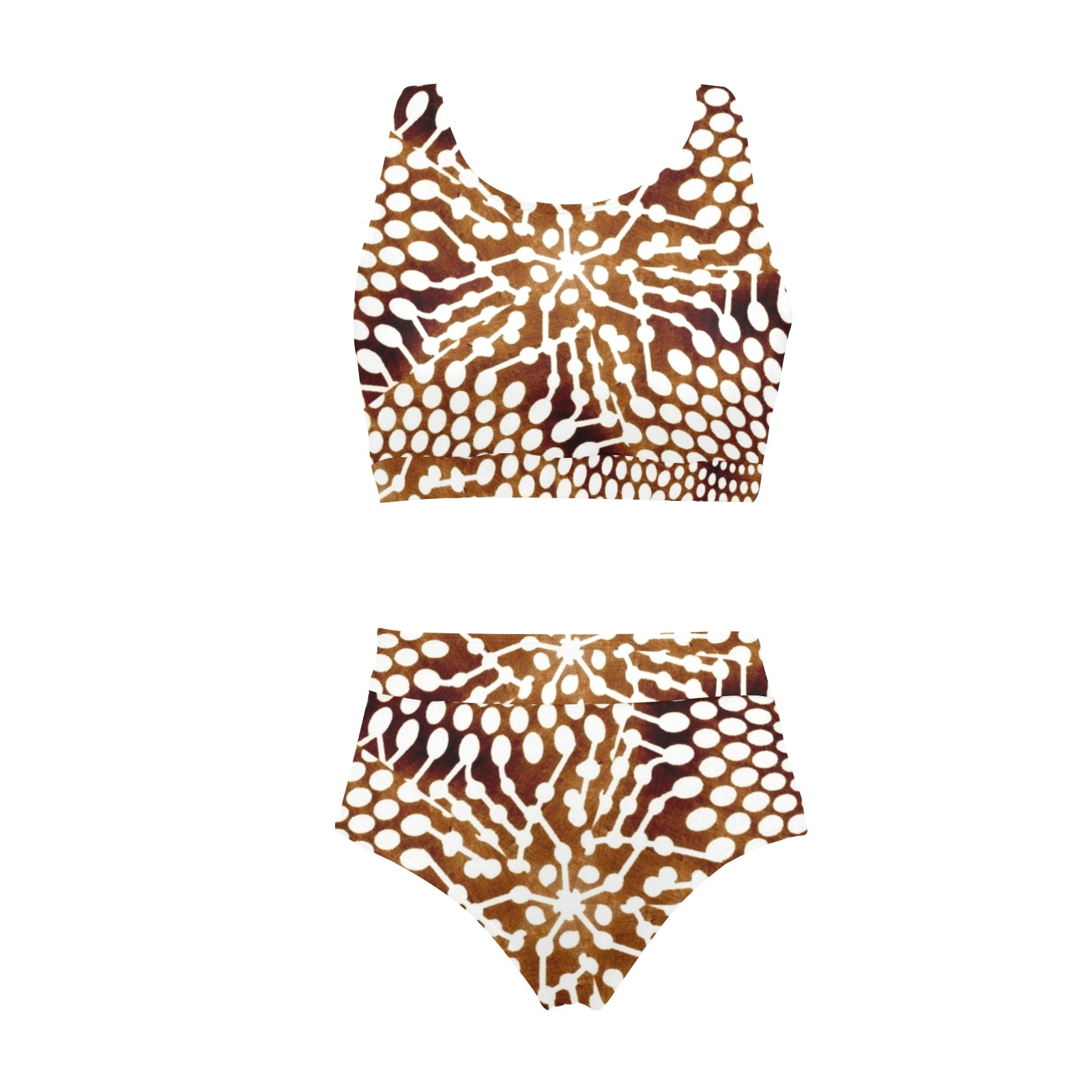 AFRICAN PRINT PATTERN 4 Crop Top Bikini Set (Model S21)
