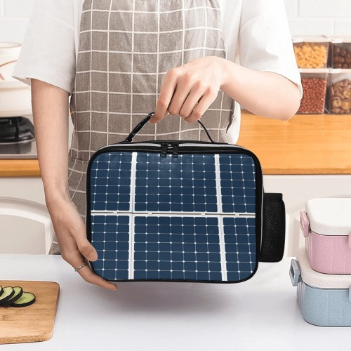 Solar Technology Power Panel Image Cell Energy PU Leather Lunch Bag (Model 1723)
