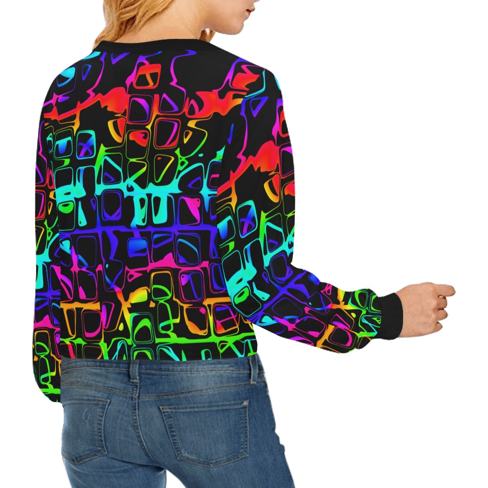 Neon 1 Crop Pullover Sweatshirts for Women (Model H20)