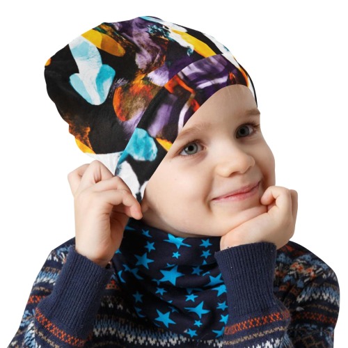 Colorful dark brushes abstract All Over Print Beanie for Kids