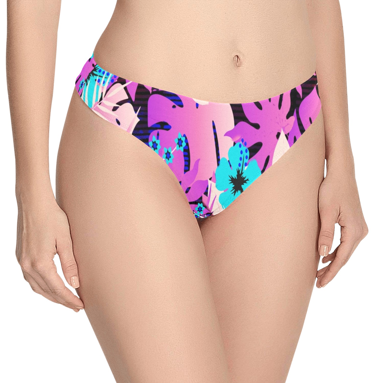 GROOVY FUNK THING FLORAL PURPLE Women's All Over Print Thongs (Model L30)