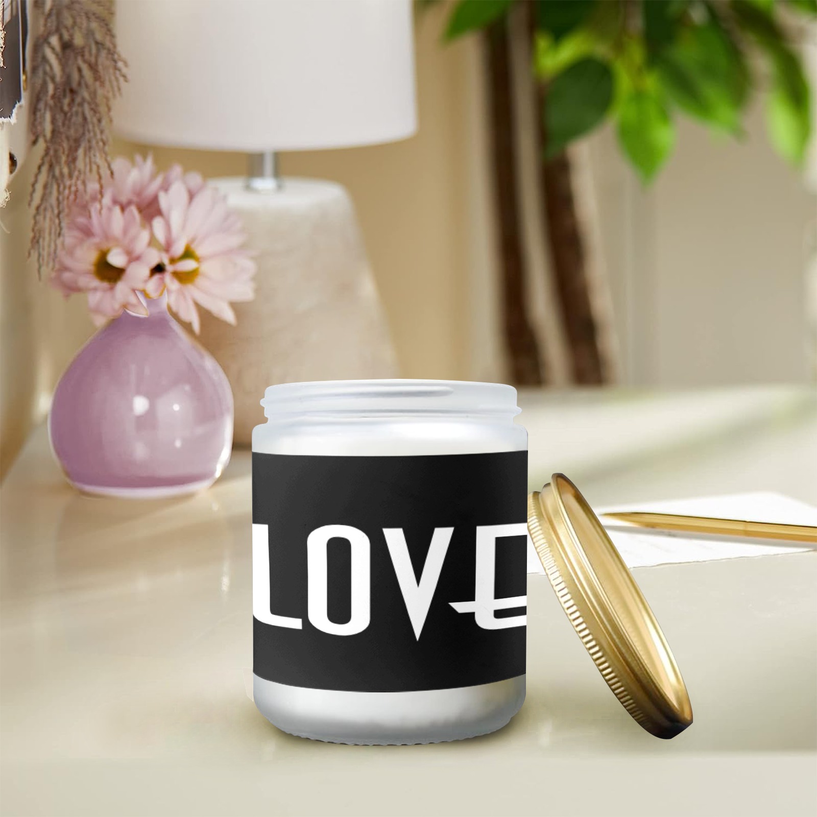 LOVE Frosted Glass Candle Cup - Large Size