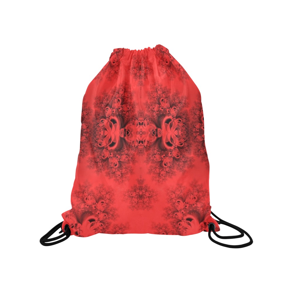 Autumn Reds in the Garden Frost Fractal Medium Drawstring Bag Model 1604 (Twin Sides) 13.8"(W) * 18.1"(H)