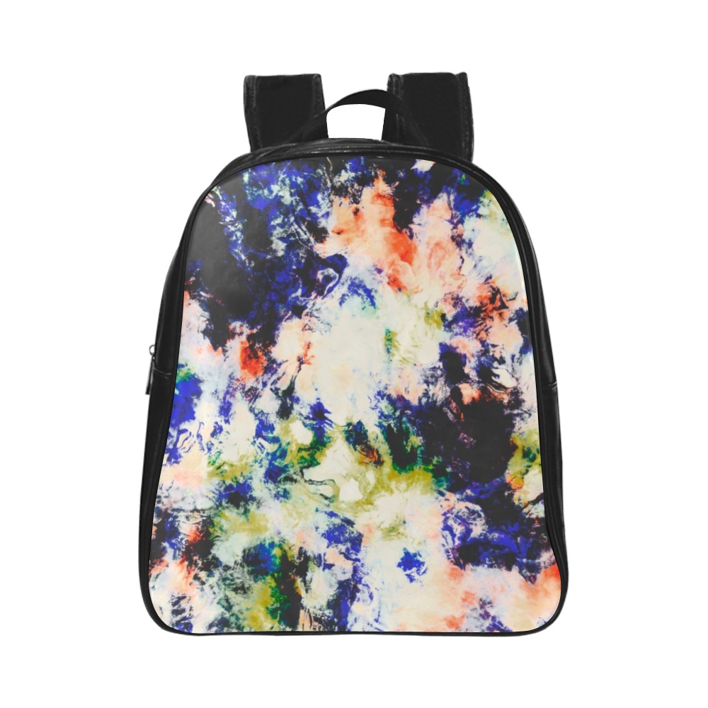Modern watercolor colorful marbling School Backpack (Model 1601)(Small)