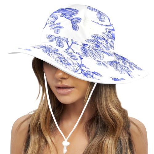 TOILE DE JOUY BLUE 6 Wide Brim Bucket Hat