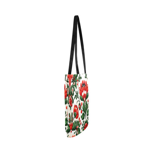 folklore motifs red flowers bag Reusable Shopping Bag Model 1660 (Two sides)