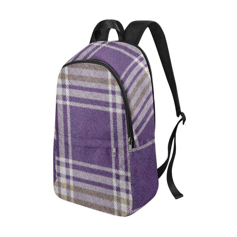 Purple Gold Plaid Fabric Backpack for Adult (Model 1659)
