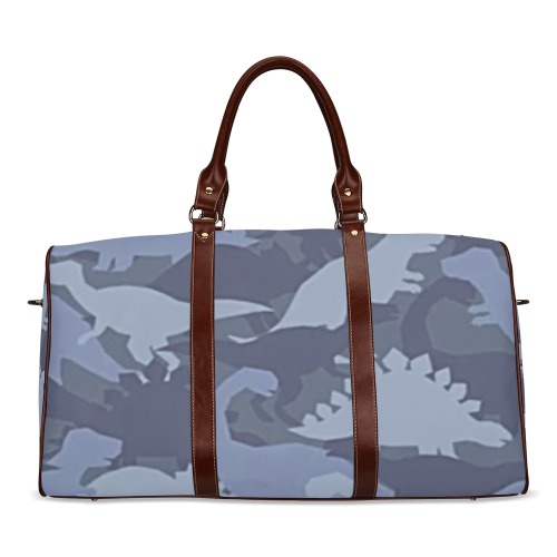 Blue Camo Dino Waterproof Travel Bag/Large (Model 1639)